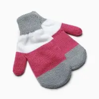 Варежки для девочки, серый/белый/малиновый, размер 14
