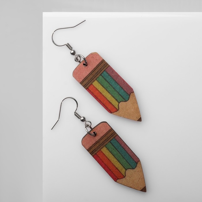 Серьги «Школа» карандашики, цветные в серебре Серьги «Школа» карандашики, цветные в серебре