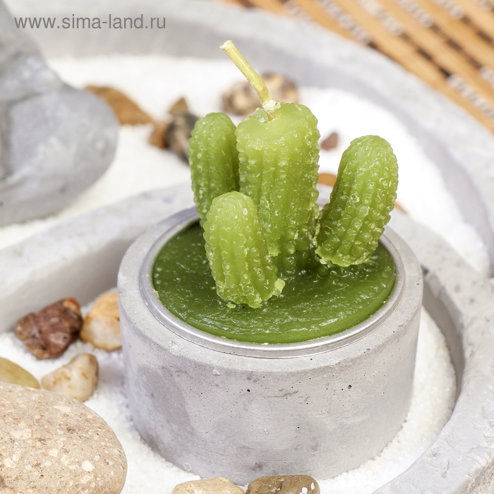 Сад камней Дзен  Сад камней Дзен "Будда в саду" серый, песок белый + свеча + камни 13х19х19 см