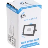 Прожектор светодиодный VKL electric, 10 Вт, 1200 Лм, 6500К, IP65, 220V черный, свеч. хол. бел. 10981
