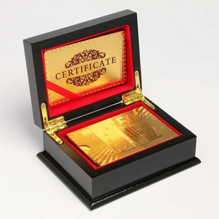 Карты игральные пластиковые  Карты игральные пластиковые "500 евро", 54 шт, 30мкм, 8.7 х 5.7 см, золотистые, в шкатулке