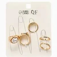 Набор колец 5 шт "Новый стиль" жемчуг, размер МИКС, цвет белый в золоте