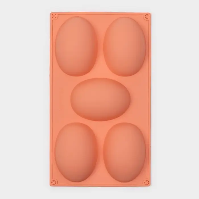 Форма для выпечки Доляна &laquo;Яйцо&raquo;, силикон, 30&times;17.5 см, 5 ячеек (10&times;7&times;3.5 см), персиковый