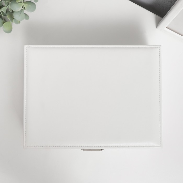 Шкатулка кожзам для украшений  Шкатулка кожзам для украшений "Белая матовая" 8,7х23х17,5 см