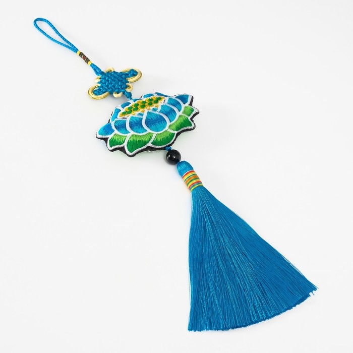 Подвеска текстиль  Подвеска текстиль "Лотос" голубая 2х10х29 см