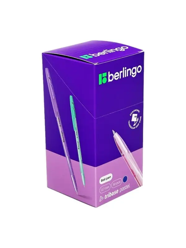 Ручка шариковая Berlingo. Tribase Pastel, синий стержень, узел 0.7 мм, МИКС