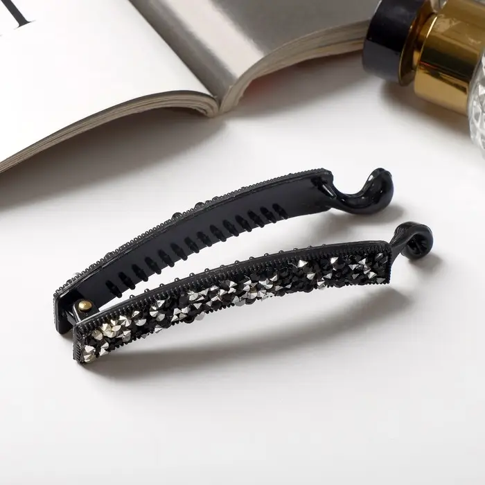 Банан для волос Банан для волос "Эмма" 10 см, серебристо-чёрный