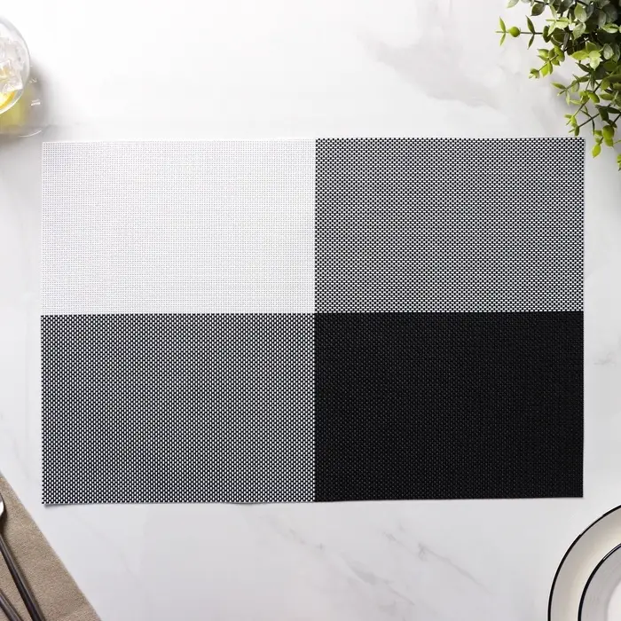 Салфетки сервировочные на стол Доляна &laquo;Настроение&raquo;, 45&times;30 см, 4 шт., бело-чёрные