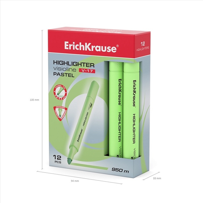 Маркер текстовыделитель ErichKrause Visioline V-17 Pastel, 0.6-4.5 мм, чернила на водной основе, зелёный Маркер текстовыделитель ErichKrause Visioline V-17 Pastel, 0.6-4.5 мм, чернила на водной основе, зелёный