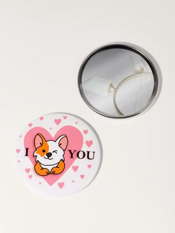 Зеркало карманное «Люблю корги», d=7 см, разноцветное