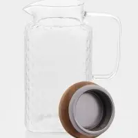 Кувшин BellaTenero &laquo;Эко&raquo;, 1.5 л, с бамбуковой крышкой, стекло, прозрачный