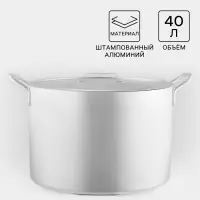 Котёл, 40 л, d=44 см, с крышкой, алюминий, серебристая