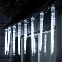 Гирлянда &laquo;Сосульки рифленые&raquo; 2.5&times;0.3 м, IP65, прозрачная нить, 192 LED, свечение белое с эффектом стекания, 12 В