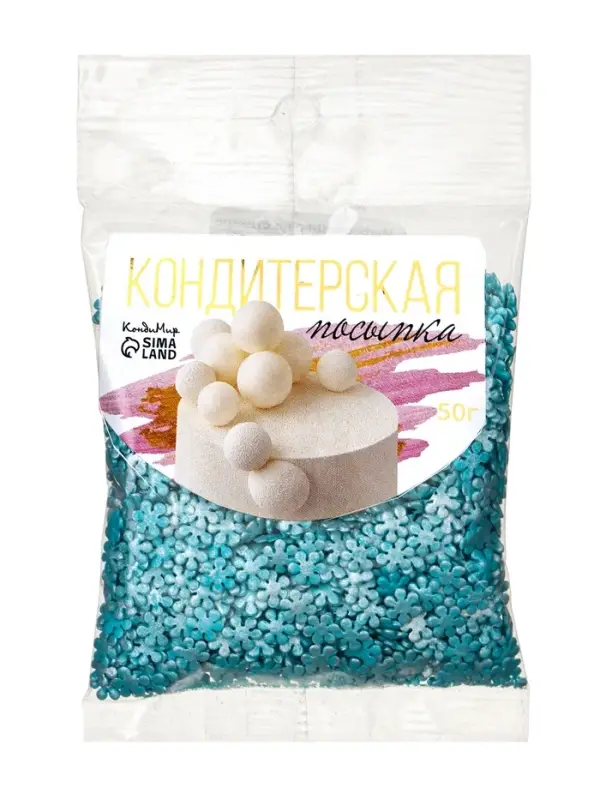 Снежинки перламутровые, голубые, 50 г Снежинки перламутровые, голубые, 50 г