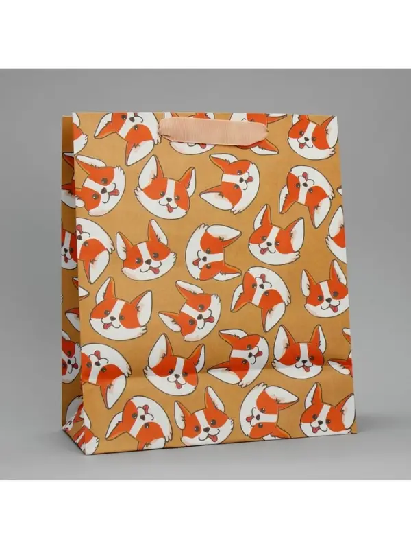 Пакет подарочный крафтовый, упаковка, &laquo;Пёсик&raquo;, ML 23&times;27&times;11.5 см