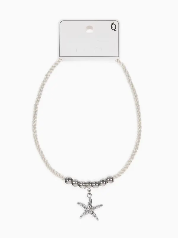 Кулон на шнурке &laquo;Морская звезда&raquo;, L=45 см, бело-серебристый