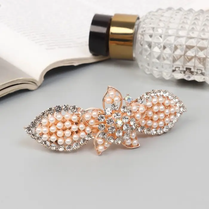 Заколка - автомат для волос QF &laquo;Джулиет галант&raquo;, цветок, 9 см, золото