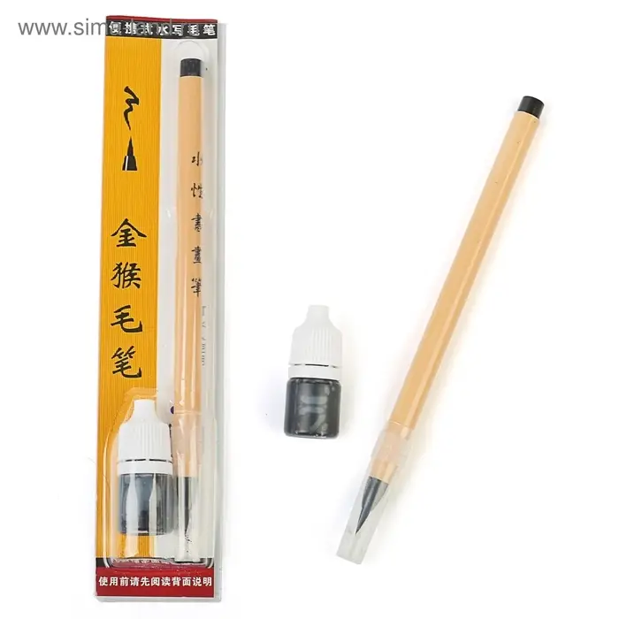 Кисть для каллиграфии, с тушью, в блистере