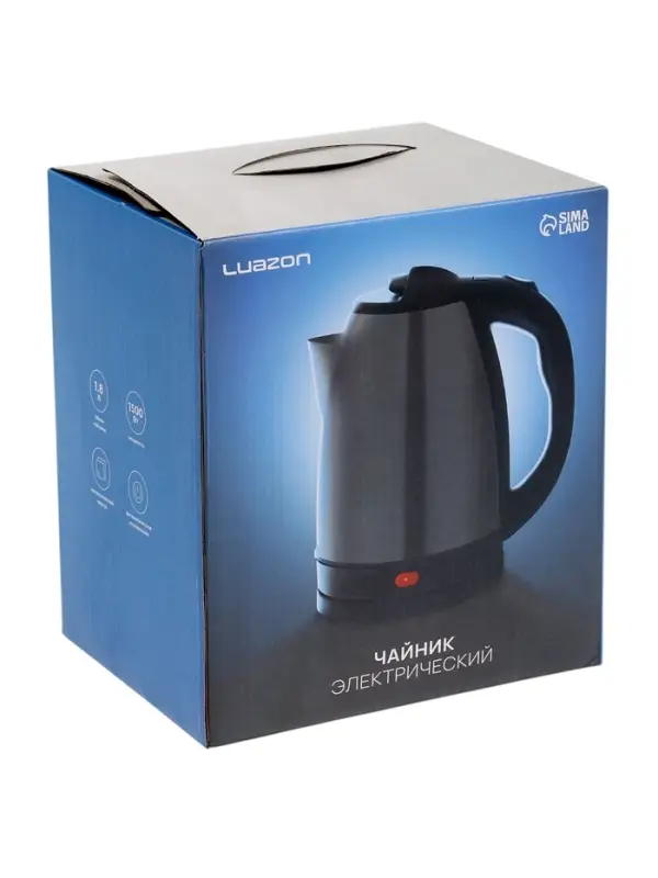 Чайник электрический Luazon LSK-1805, металл, 1.8 л, 1500 Вт, серебристый