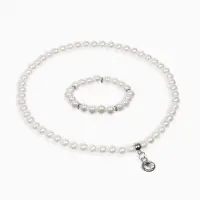 Набор детский &laquo;Выбражулька&raquo; 2 предмета: бусы, браслет d=6 см. жемчуг, белый в серебре
