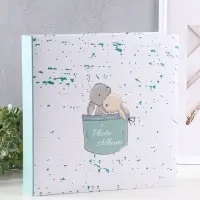 Фотоальбом "Обнимашки" 400ф 10X15см, ПП карм., пер-т 3-кольца. зеленый