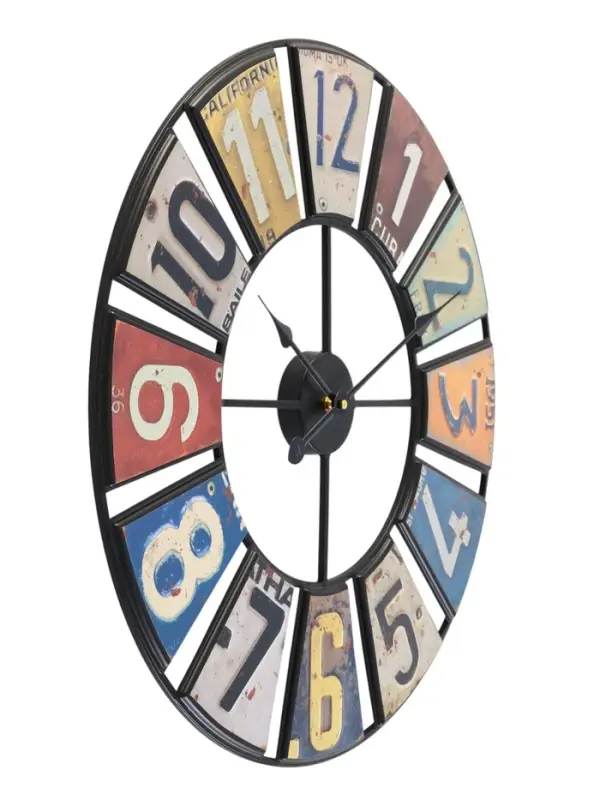 Часы настенные интерьерные &laquo;Номера&raquo;, серия: Лофт, дерево, металл, бесшумные, плавный ход, d=50 см, от батарейки 1&times;АА