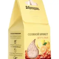 Соляной брикет куб &laquo;Цитрусовый&raquo; 200 г &laquo;Добропаровъ&raquo; апельсин, лимон, мандарин