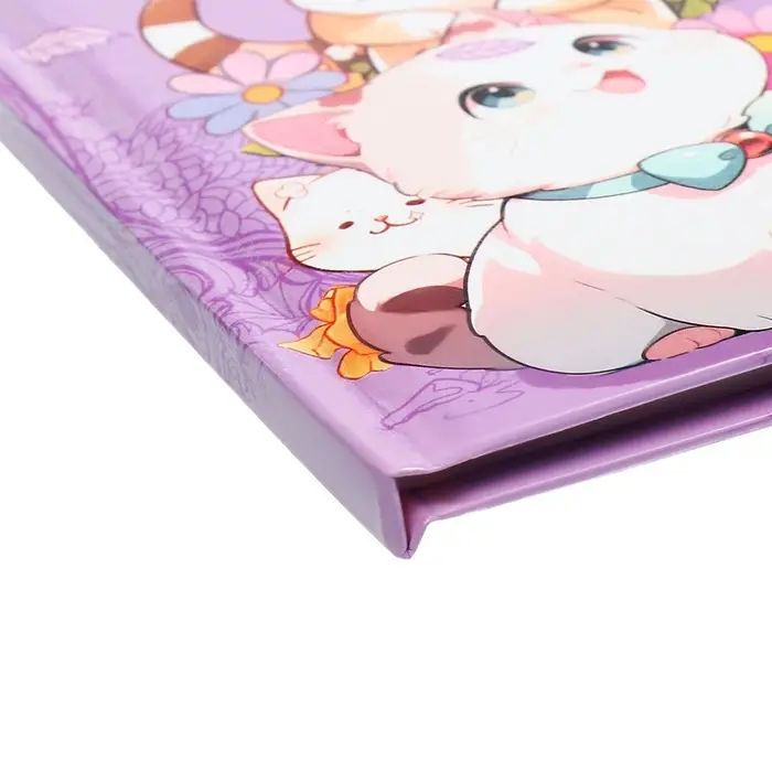 Записная книжка подарочная, 45 листов, линия, на замке Котики (16,3х12,7см)