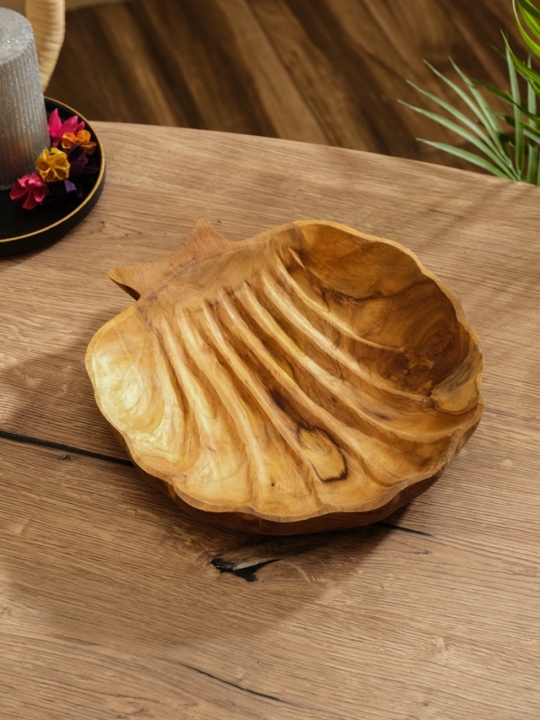 Тарелка Тарелка "Морская раковина" дерево Джати, 25х25х5 см, цв. коричневый