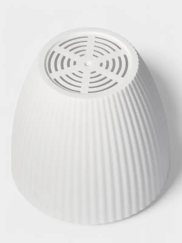 Горшок для цветов Ribbed, 1 л, d=15 см, h=13 см, пластиковый, с поддоном, белый