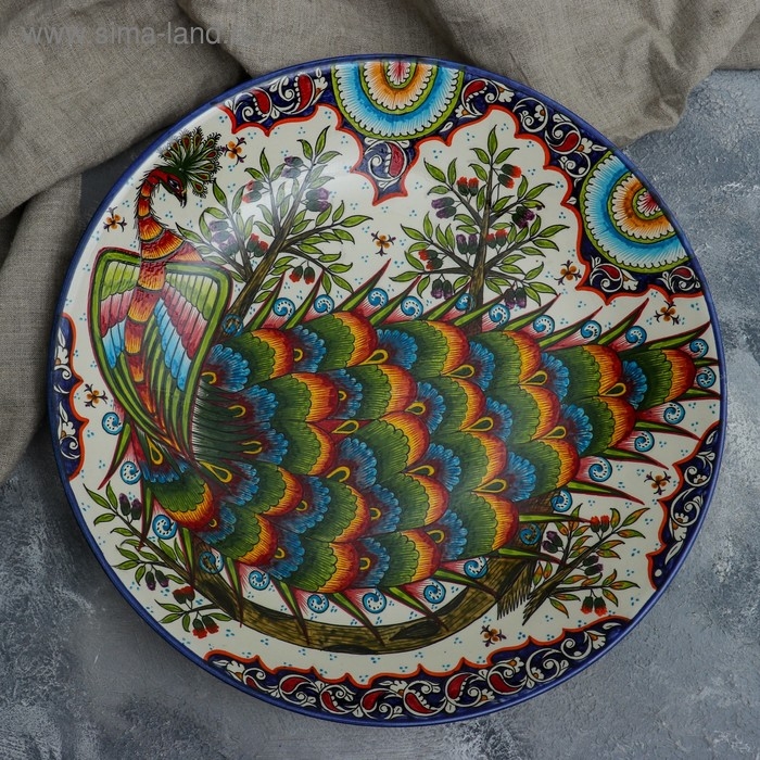 Ляган Риштанская Керамика "Жар-птица", 42 см