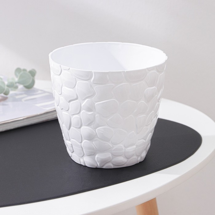 Горшок для цветов с поддоном «Камешки», 1,6 л, пластик, белый Горшок для цветов с поддоном «Камешки», 1,6 л, пластик, белый