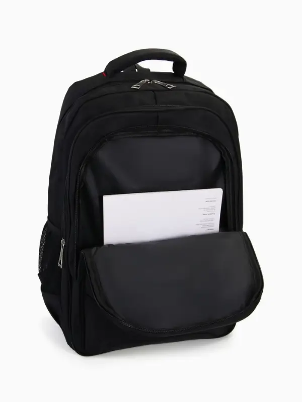 Рюкзак молодёжный, с светоотражающими элементами, 2 отдела, 4 кармана, 37&times;17&times;54 см, чёрный