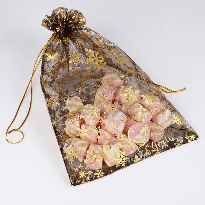 Мешочек подарочный органза «Новогодние снежинки», 20 х 30 см +/- 1.5 см Мешочек подарочный органза «Новогодние снежинки», 20 х 30 см +/- 1.5 см