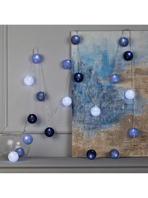 Гирлянда &laquo;Нить&raquo; 5 м с насадками &laquo;Клубки кофейные&raquo;, IP20, прозрачная нить, 20 LED, свечение белое, 220 В