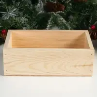 Кашпо деревянное 24.5×14×8 см "Новогоднее. Ho-ho-ho, еловая ветвь"