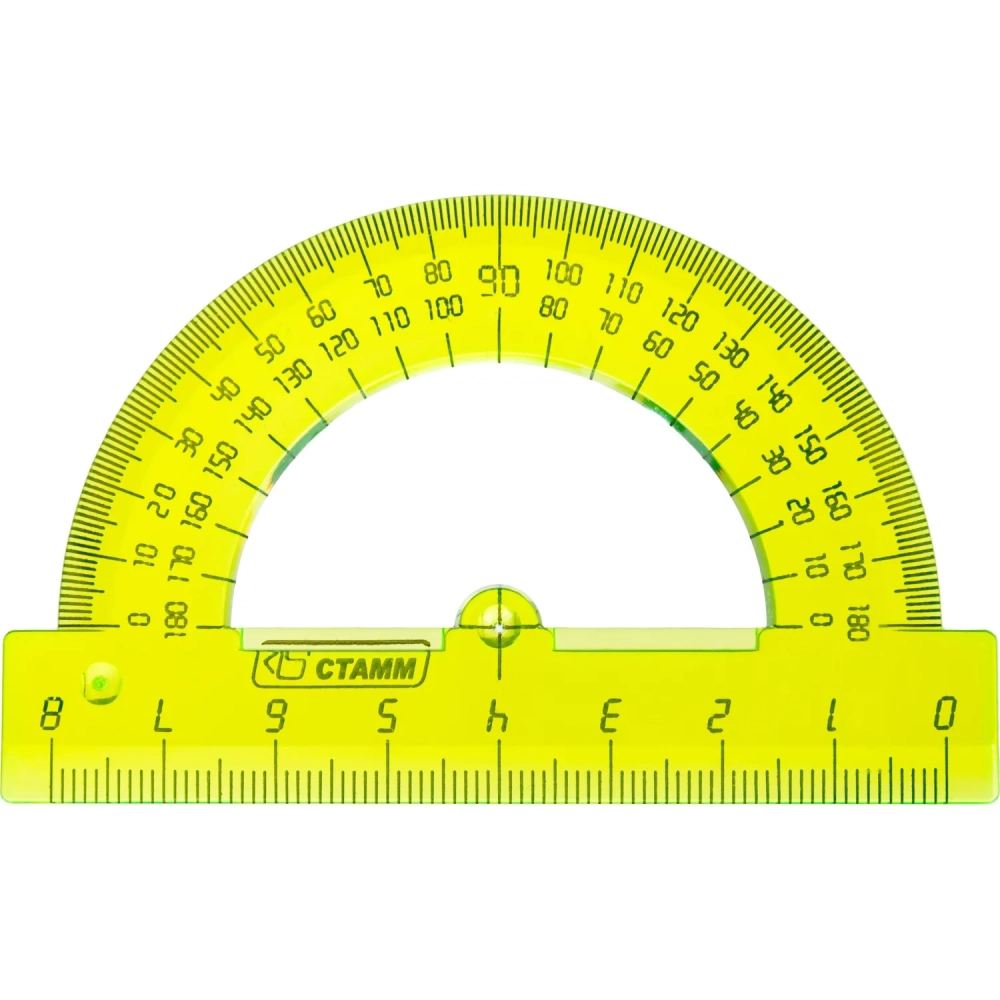 Транспортир 8см, &nbsp; 180градусов NEON Cristal &nbsp;цвет ассорти ТР-01