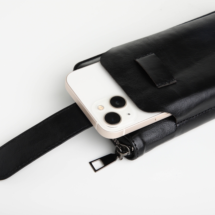 Портмоне мужское на молнии, отдел для телефона, карт, монет, цвет чёрный Портмоне мужское на молнии, отдел для телефона, карт, монет, цвет чёрный