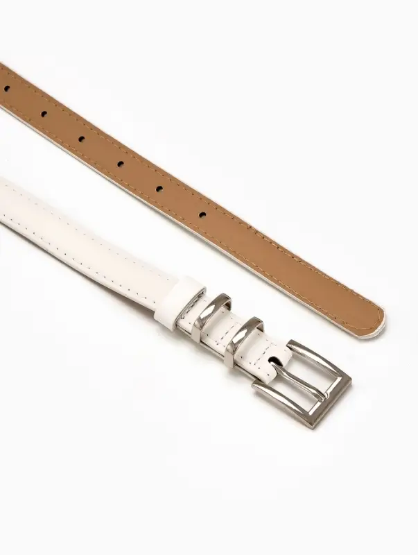 Ремень жен 03-01-02-01, Июнь2502, 2*0,3*110 см, без винта, пряж металл, 1 прокол, белый