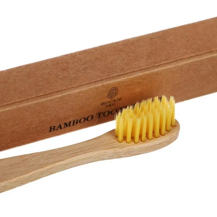Бамбуковая зубная щётка Biocase, мини, жёлтая