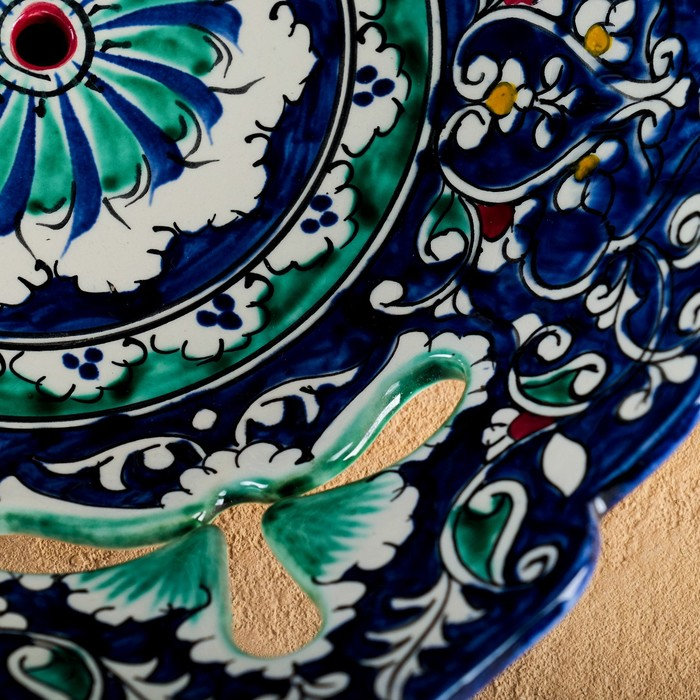 Фруктовница Риштанская Керамика  Фруктовница Риштанская Керамика "Узоры", 25 см, синяя