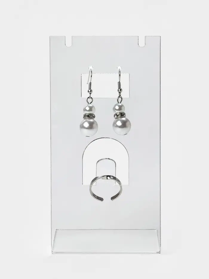 Подставка под гарнитур, серьги, кольцо, кулон, 7&times;4.5&times;14 см, оргстекло 2 мм