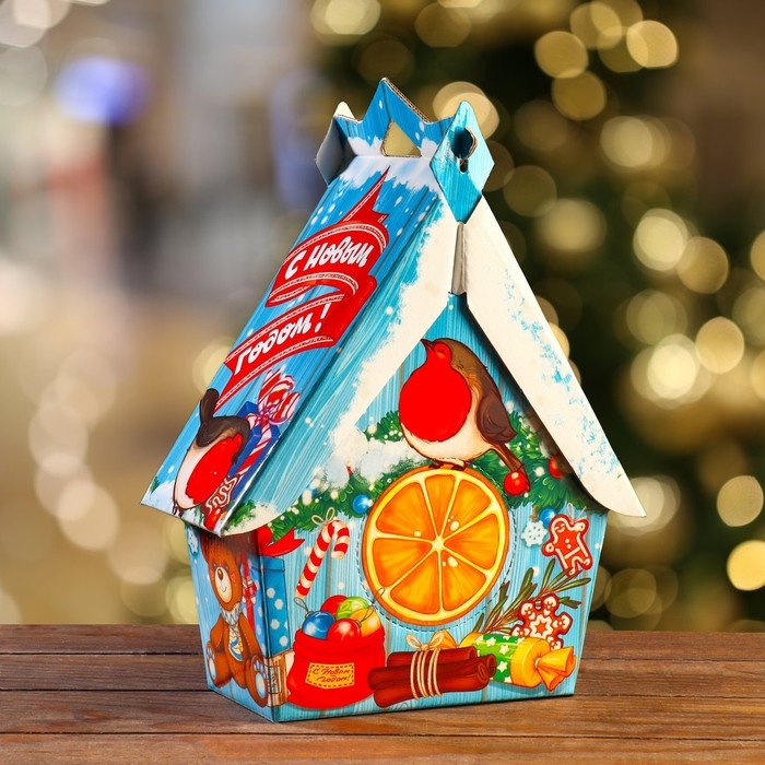 Новый год. Подарочная коробка Новый год. Подарочная коробка "Скворечник солнечный", 26 х 11 х 20,5 см.