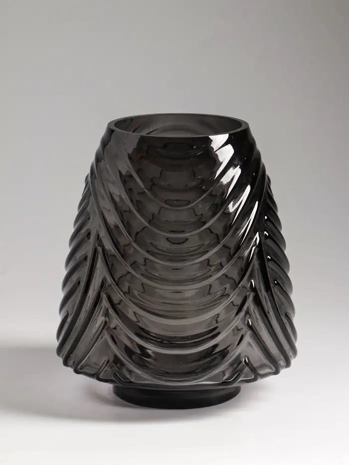 Ваза стекло настольная "Флер" 19,5х16 см, серый