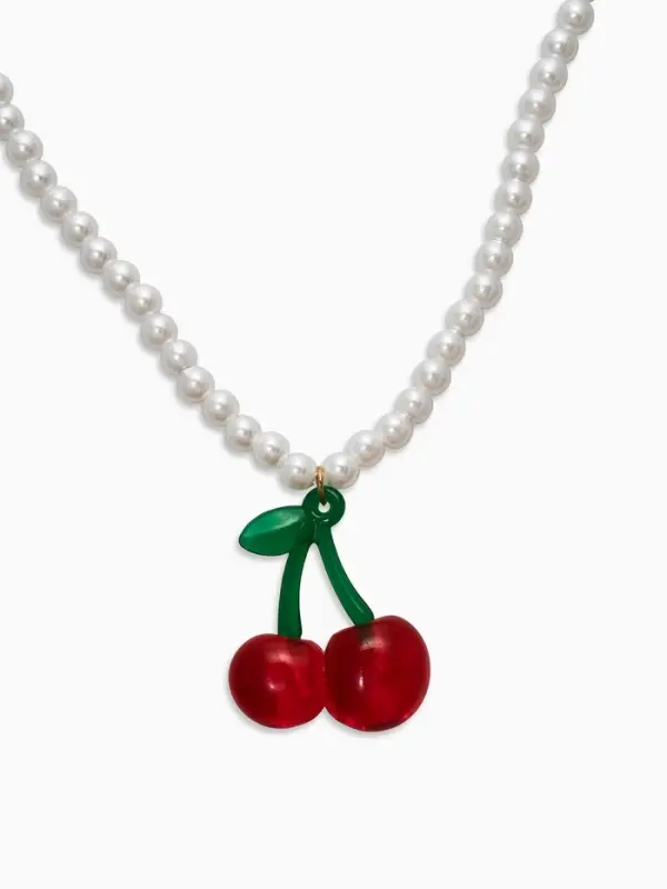 Кулон на жемчужной нитке Кулон на жемчужной нитке "Вишня", цветной