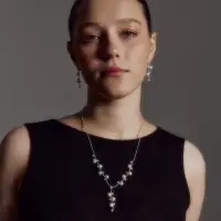 Набор 2 предмета: серьги, колье &laquo;Изумление&raquo;, ветвь, белый в золоте, 42 см