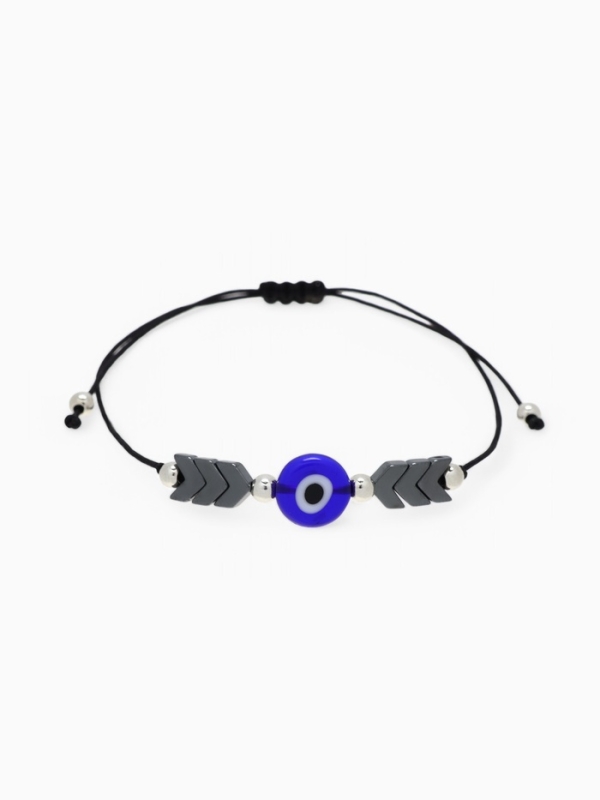 Браслет-оберег «Глазик» на нити, гематит, цвет чёрный в серебре Браслет-оберег «Глазик» на нити, гематит, цвет чёрный в серебре