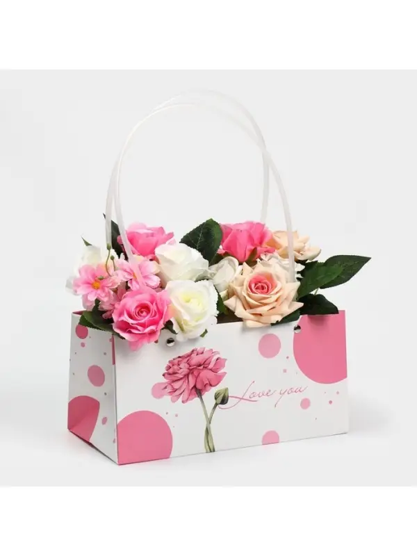 Пакет влагостойкий для цветов Love you, 24&times;12&times;12 см