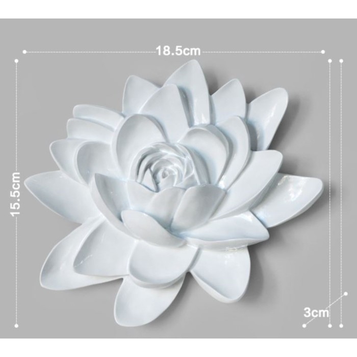 Декорация настенная панно, Декорация настенная панно, "Лотос" 15.5 x 18.5 см, белый