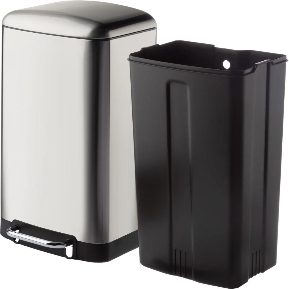 Ведро мусорное с педалью и доводчиком Luscan 30л,матов., прямоуг,нерж сталь